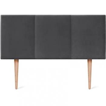 Cabecero de Terciopelo Modular Liso 105x105cm con Patas de Madera, Diseño Moderno y Acolchado en Gris Oscuro