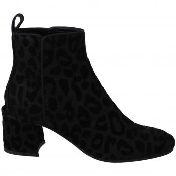 Dolce & Gabbana Black Leopard Short Boots Zipper Shoes - EU36/US5.5