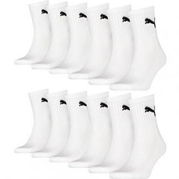 Puma Unisex Short Crew Socks - White - Size 39-42 (3 Pairs)