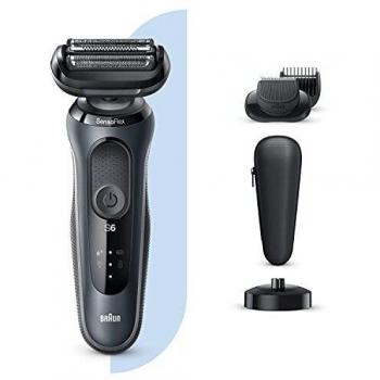 Braun Series 6 60-N4500cs Afeitadora Eléctrica Hombre de Lámina con Base de Carga, recortadora de barba, Uso en Seco y Mojado, Recargable, Inalámbrica, Gris