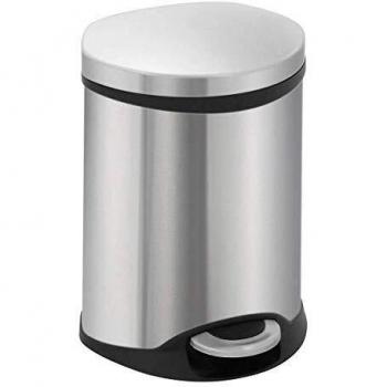 Papelera de pedal EKO 6 litros, diseño en forma de concha, acero inoxidable, cierre suave