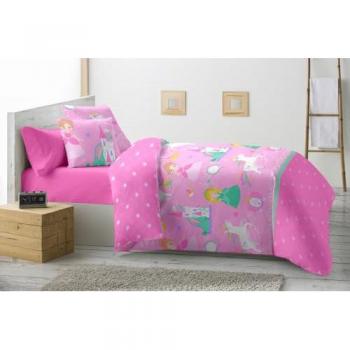 Edredón Nórdico Infantil Reversible Estampado Unicornio y Dinosaurio 200x260cm Microfibra para Cama 105