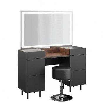 Tocador Anika 120 cm Antracita con Espejo LED y Taburete