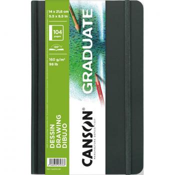 Cuaderno de Dibujo Canson Graduate, Tapa Dura, 14x21.6 cm, 52 Hojas, Papel Blanco 160 g/m²