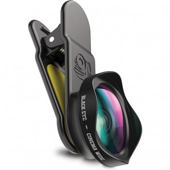 Black eye Cinema Wide Lente Gran Angular de 120° para Smartphones construidos Antes de 2018 (Cristal de Triple Capa, fijación Universal de Clip, Funciona con dualcams).