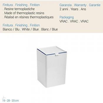 Papelera para baño 8,5 l de resina termoplástica blanca y azul modelo Keope