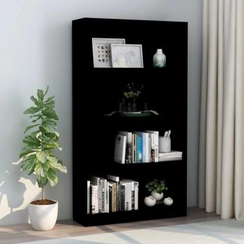 Estantería negra de 4 niveles 80x24x142 cm Madera multicapa