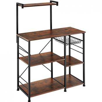 Estantería de Cocina Crawley Tectake - Estilo Industrial, 6 Estantes, Bandeja Extraíble, 90 x 40 x 131.5 cm