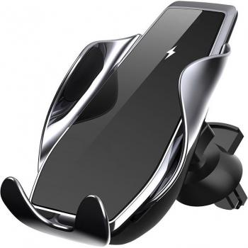 Cargador Rápido Inalámbrico Qi de Coche 15W con Sujeción Automática para iPhone y Samsung, Soporte para Salida de Aire
