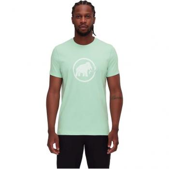 Camiseta de hombre Mammut Core Classic, manga corta, color verde pálido, logo blanco, talla L