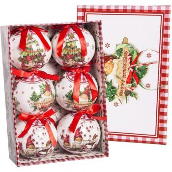 Bolas de Navidad Rojo Multicolor Papel Polyfoam 7,5 x 7,5 x 7,5 cm (6 Unidades)