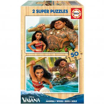 Puzzle de Madera Educa - Vaiana, 2x50 Piezas