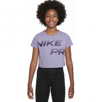 Camiseta Nike Dri-FIT Cotton Sport Essential+ Crop Niña Malva Talla 10