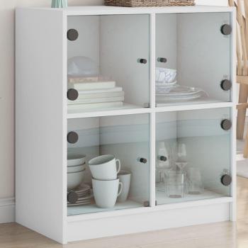 Armario auxiliar con puertas de vidrio blanco 68x37x75,5 cm vidaXL Mueble de Almacenaje de Salón Buffet para salón Armario Auxiliar Armario de Almacenamiento