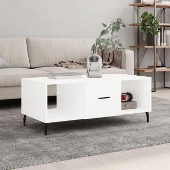 Mesa de centro madera contrachapada 102x50x40 cm blanco brillo - vidaXL Mesita de salón o comedor auxiliar mesa de café