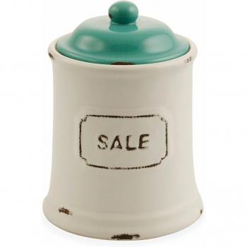 Villa d'Este Cocina Tarro Para Sal, Cerámica, Color Blanco, 17 X 13 X 13 cm