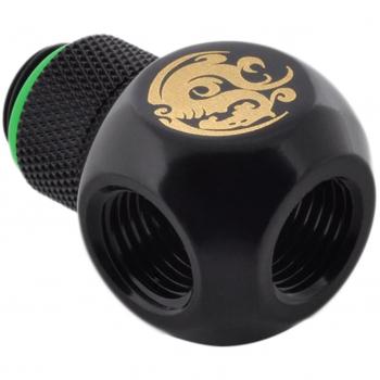 Adaptador Q-Splitter Bitspower G1/4 macho a 2x G1/4 hembra - rotatorio, negro mate