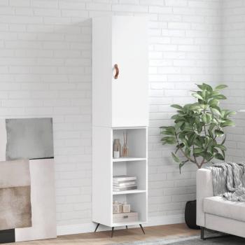 Aparador alto de madera contrachapada blanco 34,5x34x180 cm