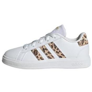 Zapatillas Infantiles Adidas Grand Court 2.0 Blancas con Detalles Beige y Dorados