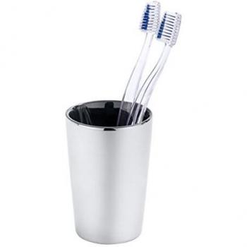 Wenko Coni Vaso para Cepillos de Dientes, Cerámica, Plateado, 7.5x7.5x275 cm
