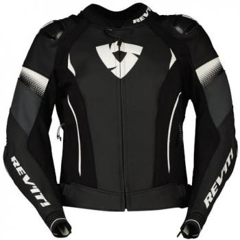Chaqueta de Moto de Cuero Perforado para Mujer REV'IT! Xena 4 Pro Negro-Blanco
