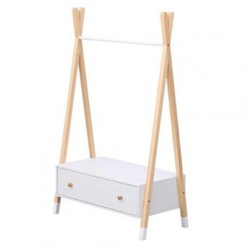Armario Infantil Escandinavo LOU de Madera de Pino con Cajón Blanco