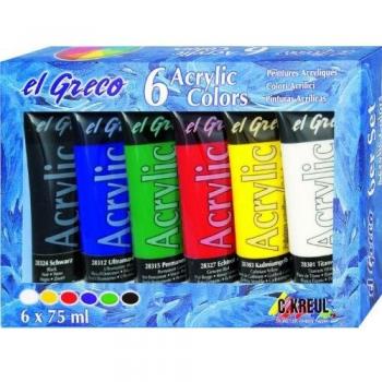 Set de Pinturas Acrílicas El Greco - 6 Tubos de 75 ml