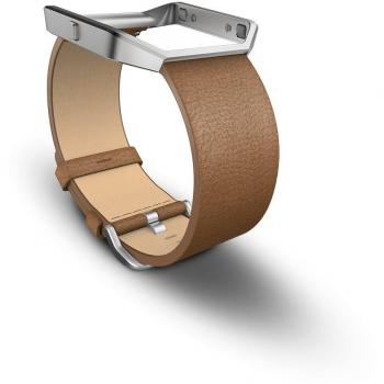 Fitbit Blaze - Correa de Cuero y Marco de Metal, Color Camel, Talla S