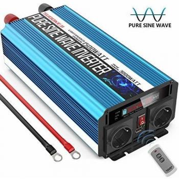 Inversor electrico de 1500 3000w convertidor de Voltaje de 24v a 230v Transformador de Corriente de Onda sinusoidal Pura con Pantalla LCD