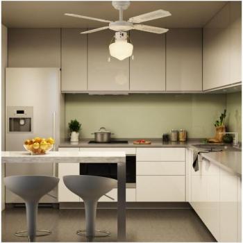 Ventilador de Techo Barbade 60W Blanco con Luz y Motor AC, Diámetro 91 cm