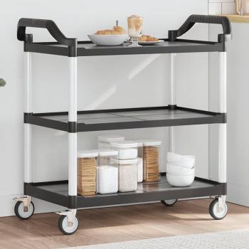 Carrito 3 estantes aluminio negro 99x50x96 cm