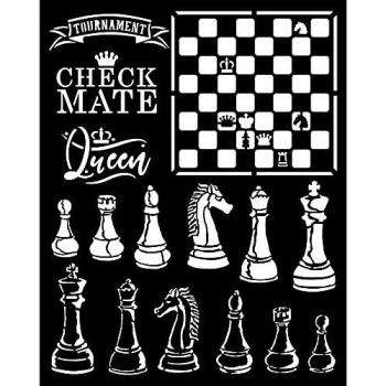 Stamperia International Thick Stencil Plantilla Gruesa Alice Check Mate, Varios, 20 x 25 cm