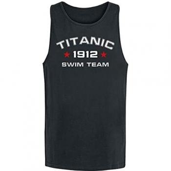 Titanic Swim Team Hombre Top Tirante Ancho Negro L, 100% algodón, Regular