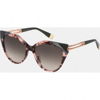 Furla Cat Eye Women's Sunglasses in Light Havana Acetate with Green Gradient Brown Lenses