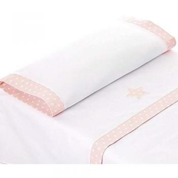 Bolín Bolón 1621241013200 - Sábanas minicuna estrellitas, color rosa