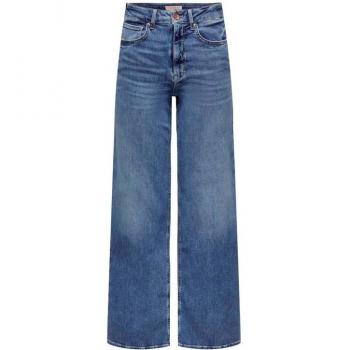 Only Vaqueros de Cintura Alta Madison Blush Wide Leg Fit Cro372 - Pantalón de mujer, corte ancho, denim azul medio, cintura alta