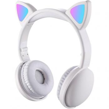 Auriculares Plegables Ajustables con Luz LED y Cancelación de Ruido, Orejas de Gato, Bluetooth 5.0, Con Micrófono y Enchufe de 3.5mm