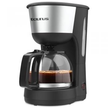 Cafetera de Goteo Taurus Verona Inox 1000W 12 Tazas Pure Coffee Technology Filtro Reutilizable y Extraíble Jarra de Cristal Acabados en Acero Inoxidable Placa Calefactora