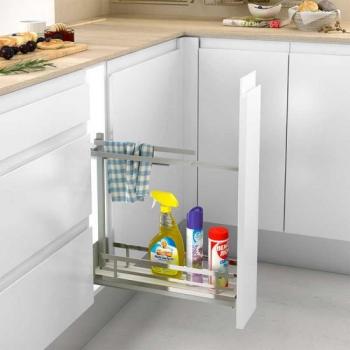 Soporte para Paños Guías Laterales Flat Cromado - Menage Confort, Altura 478mm, Frente 150mm, Profundidad 493mm