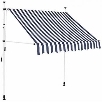 vidaXL Manual Retractable Awning 150 cm Blue and White Stripes