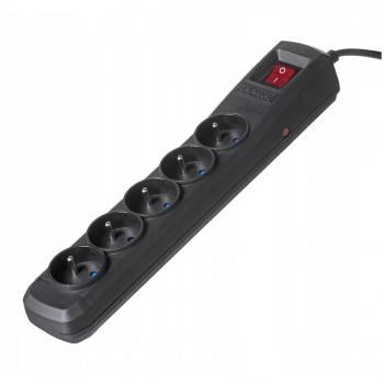 Regleta de Enchufes 5 Tomas con Interruptor Activejet 1,5m (10A; 2300W) Color Negro