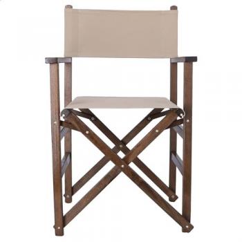 Sillón Director de Madera de Nogal con Lona Desenfundable en Color Gris y Piedra, 51x46x86 cm
