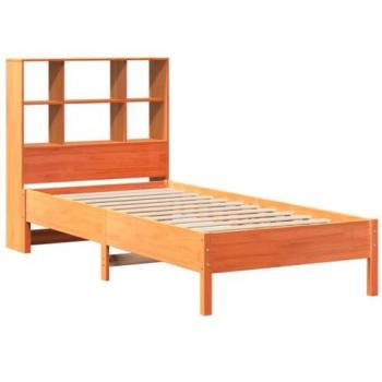 Sofá con estantería sin colchón madera maciza marrón 90x200 cm vidaXL423314