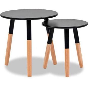 vidaXL Side Table Set 2 Pieces Solid Pinewood Black