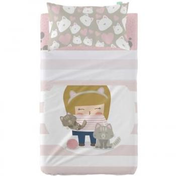 Juego de Sábanas Multicolor Happynois Kitty para Cuna de Bebé - 2 Piezas