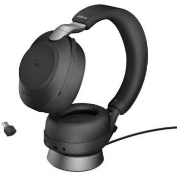 Auriculares Jabra Evolve2 85, Estéreo USB-C con Bluetooth y soporte de escritorio - Negro