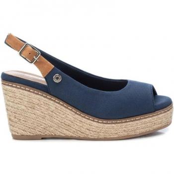Sandalias de cuña azul marino para mujer