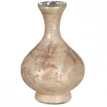 Jarrón Ávalon Grabado Cristal Champagne Envejecido Mikonos 14x22 cm