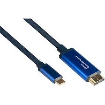 Cable adaptador USB C a HDMI 2.0b Good Connections GC 4520-CSF030B, 4K UHD @60 Hz, longitud de 3 m, material de cobre, carcasa de aluminio, muy flexible, color