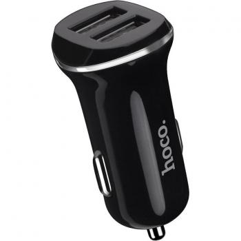 Cargador USB Dual para Coche HOCO, Adaptador de Carga Rápida 5V 2.1A, 2 Puertos, Luz LED, Compatible con iPhone XS MAX 8 7 Plus y Samsung S